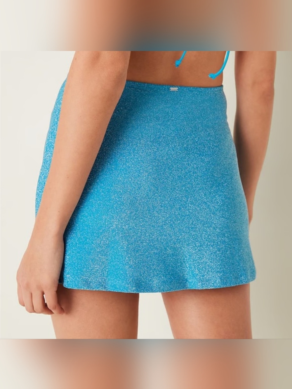 NWT Victoria's Secret Sparkling Light Blue Swim Mini Skirt Medium